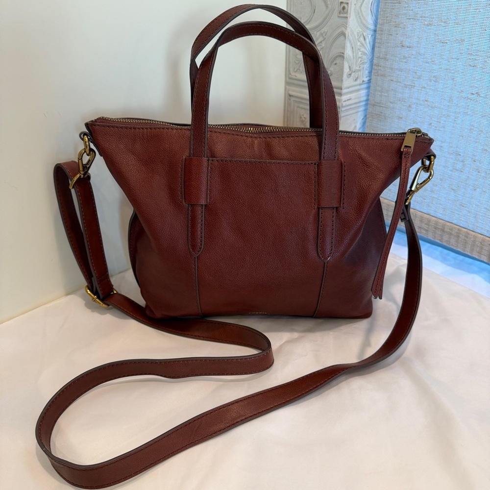 Fossil Skylar Satchel Bag in the color Brandy - Picture 5 of 9